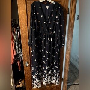Navy blue flowered dress, size 20W, worn once